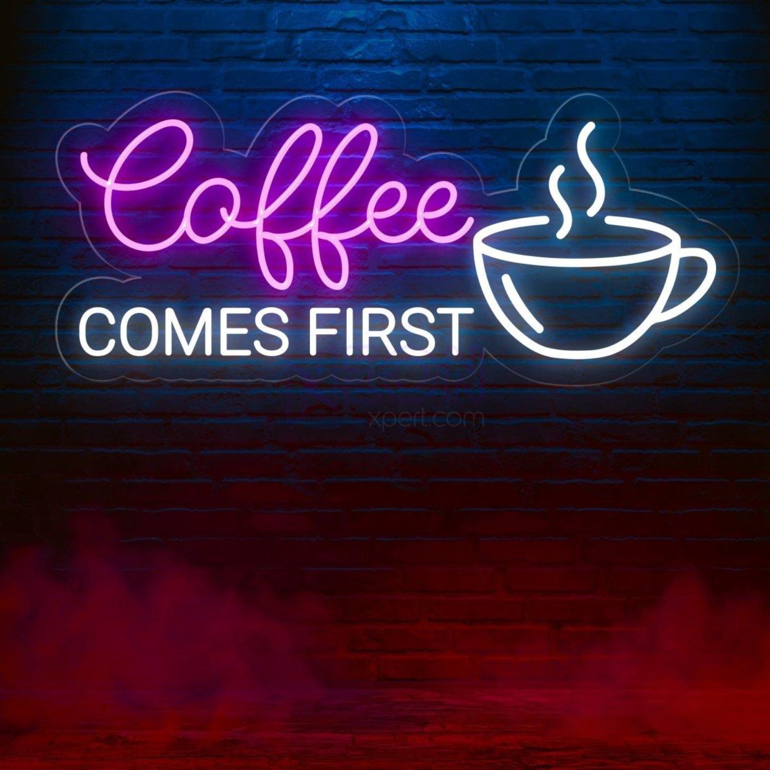Coffee First White Led Neon Sign With Cup Design Cafe Wall Decor | Shineneon