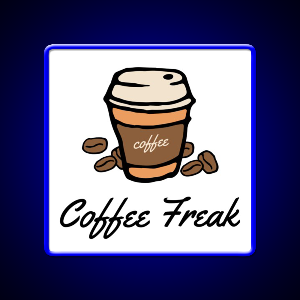 Coffee Freak Coffee Cup With Coffee Beans Led Neon Sign Espresso Bar Art Rgb Color