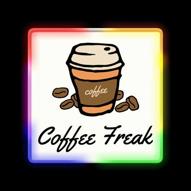 Coffee Freak Coffee Cup With Coffee Beans Led Neon Sign Espresso Bar Art Rgb Color