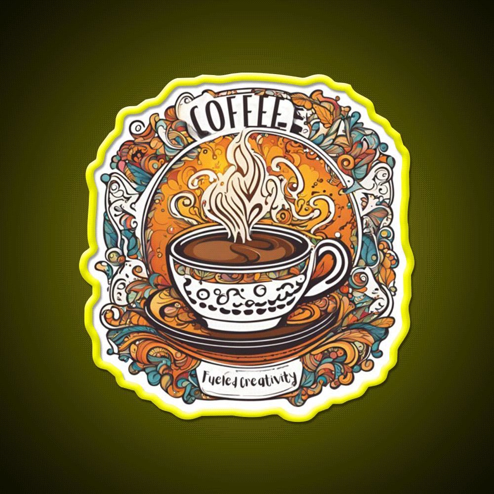 Coffee Fueled Creativity Cafe Led Neon Sign Espresso Bar Art Rgb Color