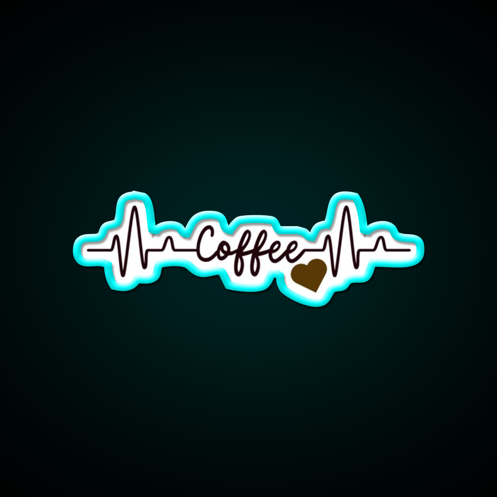 Coffee Heart Pulse Gift Cafe Led Neon Sign Espresso Bar Art Rgb Color