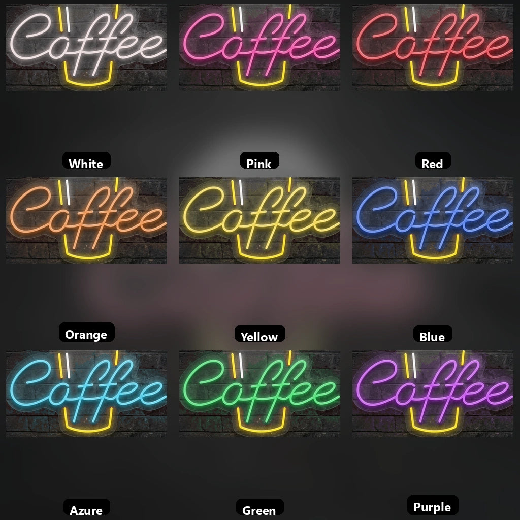 Coffee Hospitality Wall Art LED Neon Sign - 05 Color Grid