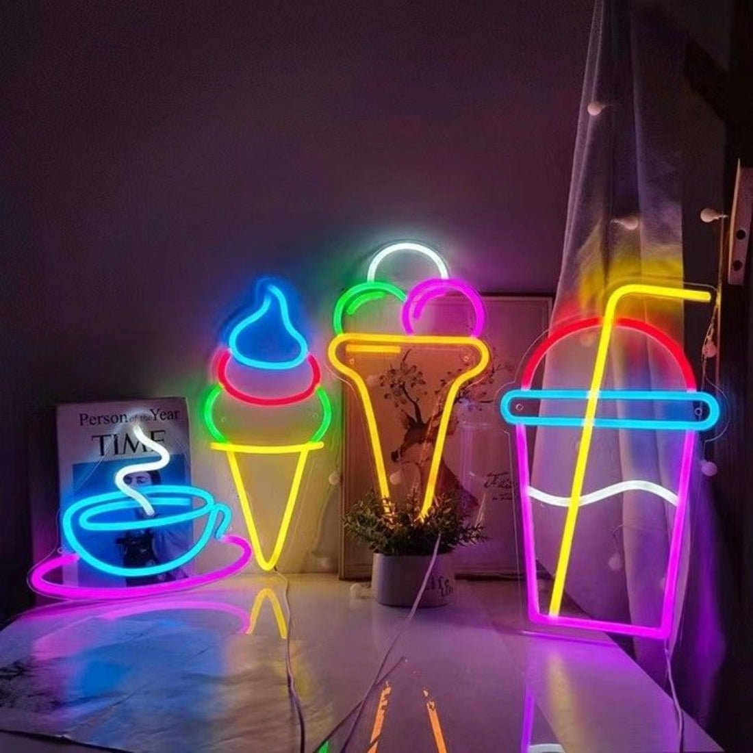 Coffee Ice Cream Cones Drink Led Sign Business Neon Sign - Shineneon