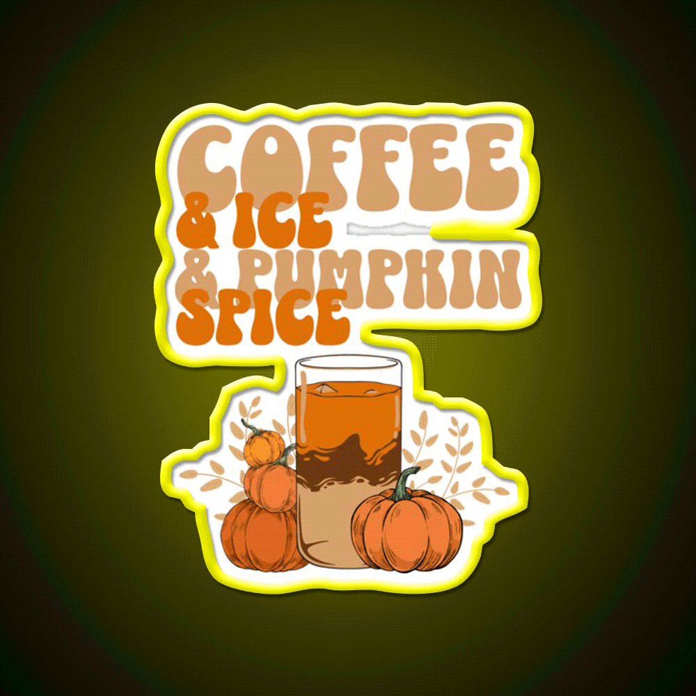 Coffee Ice Pumpkin Spice Cafe Led Neon Sign Espresso Bar Art Rgb Color