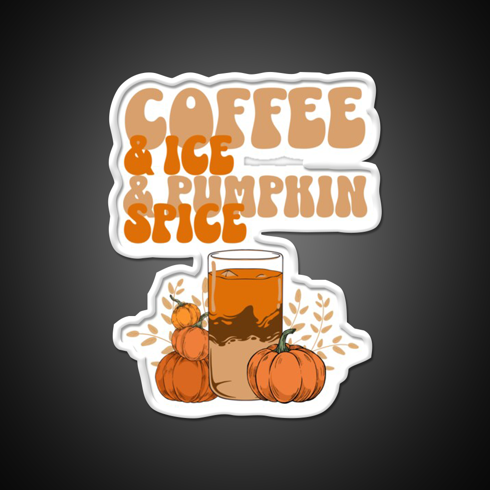 Coffee Ice Pumpkin Spice Cafe Led Neon Sign Espresso Bar Art Rgb Color