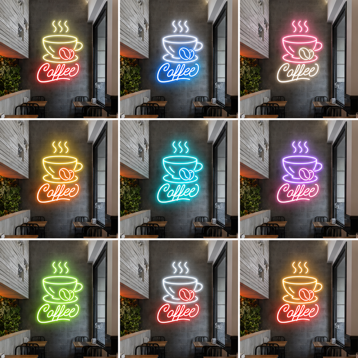 Coffee LED Neon Sign Bedroom Decor - 05 Color Grid