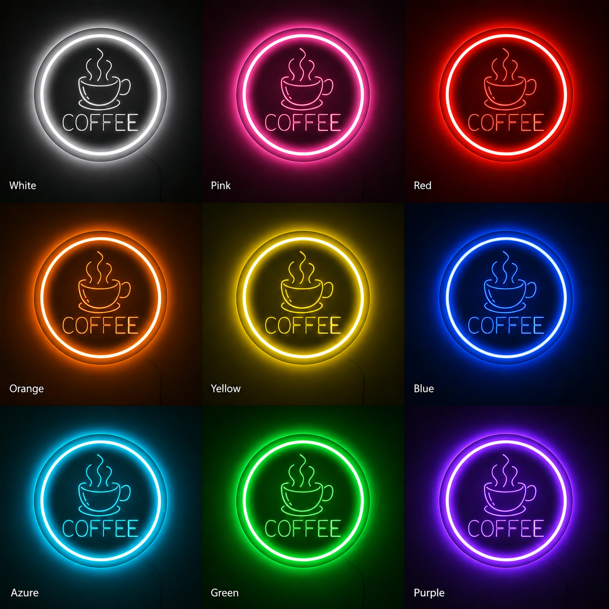Coffee LED Neon Sign Bedroom Wall Art - 05 Color Grid