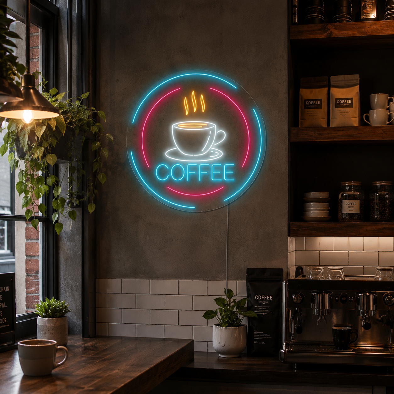 Coffee LED Neon Sign Living Room Decor - 03 Real Lifestyle Scene