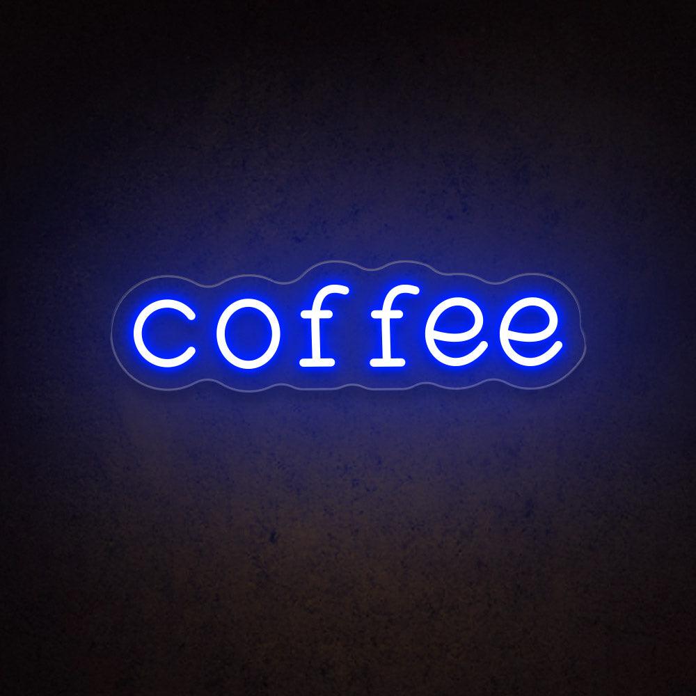 Coffee Led Neon Sign With White Wavy Frame Cafe Wall Decor | Shineneon