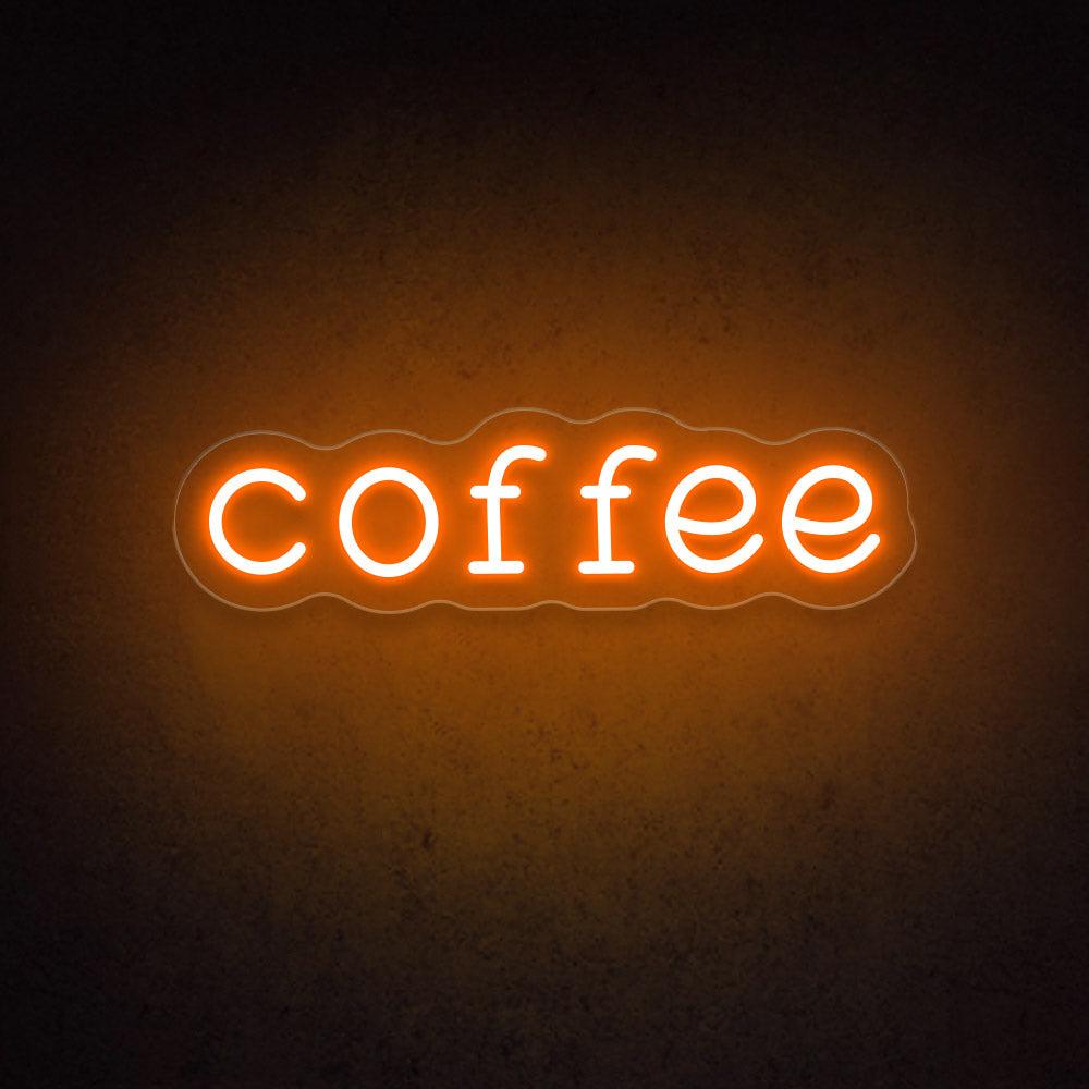 Coffee Led Neon Sign With White Wavy Frame Cafe Wall Decor | Shineneon