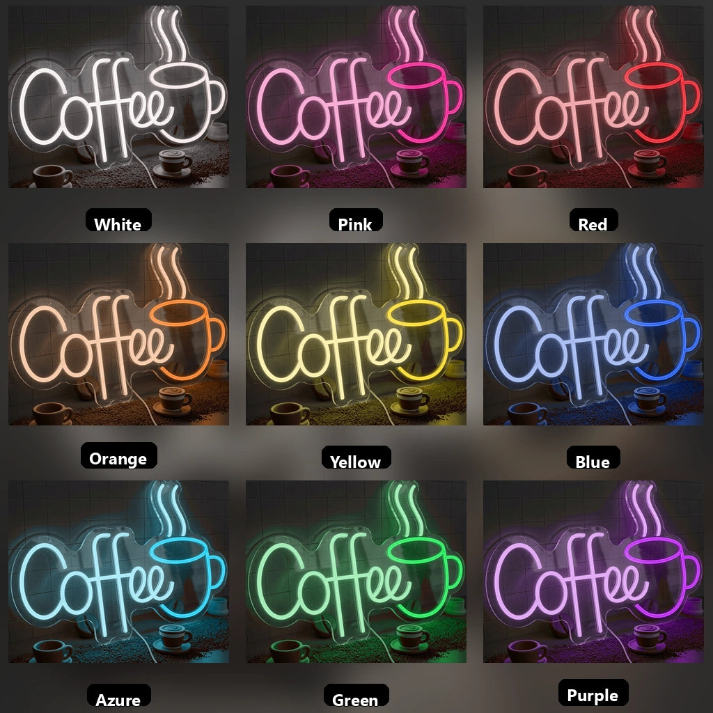 Coffee Lounge Wall Art LED Neon Sign - 05 Color Grid
