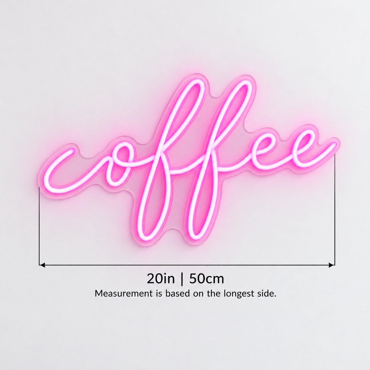 Coffee LED Neon Sign - size guide