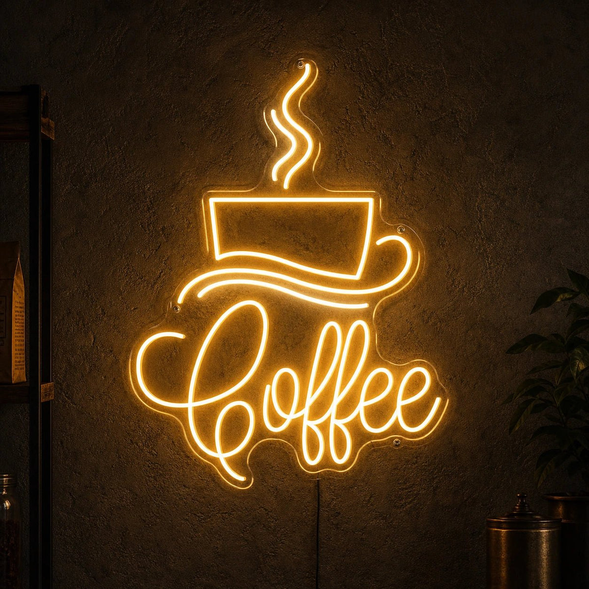 Coffee Script With Cup And Saucer LED Neon Sign - Shineneon