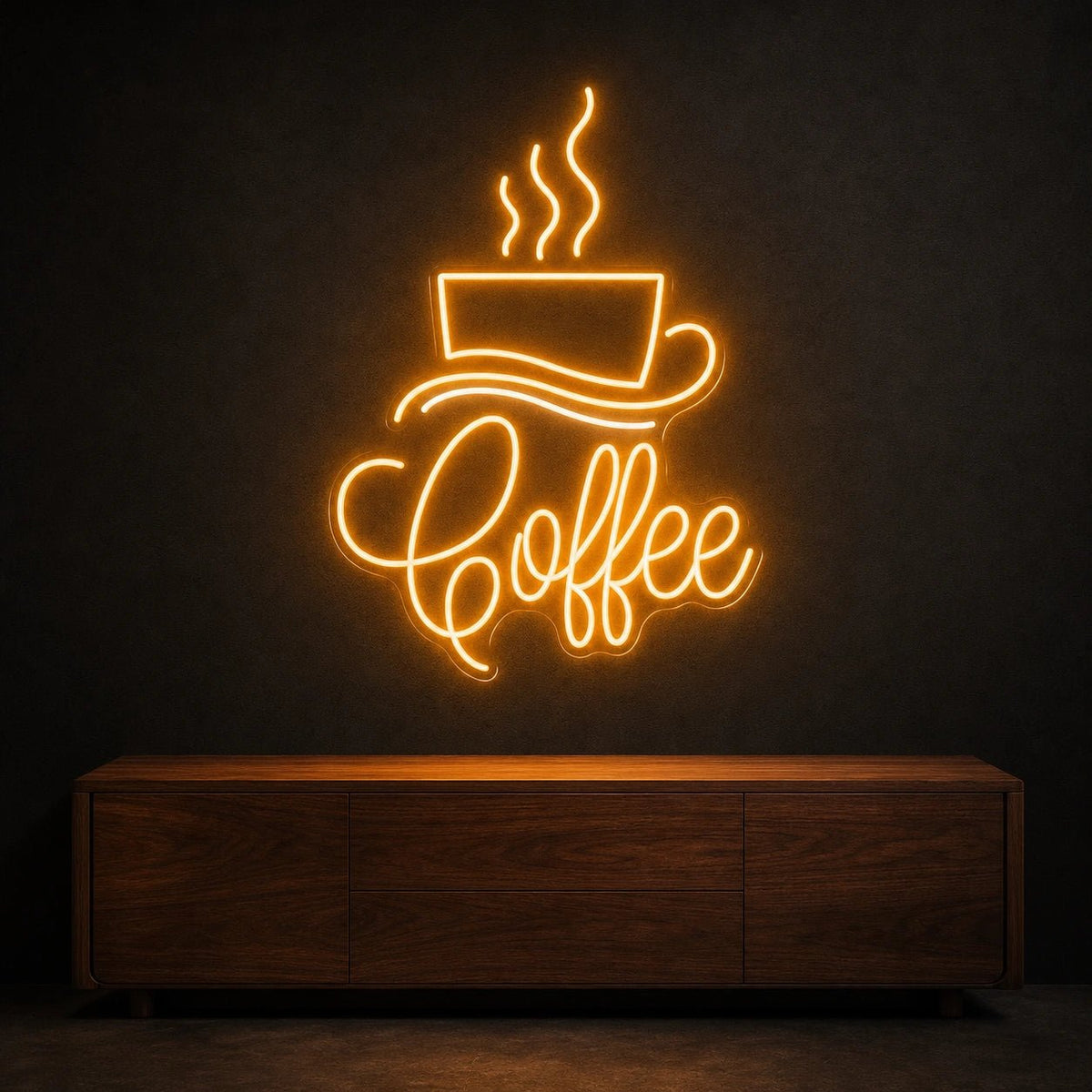 Coffee Script With Cup And Saucer LED Neon Sign Garage Neon Sign - Shineneon