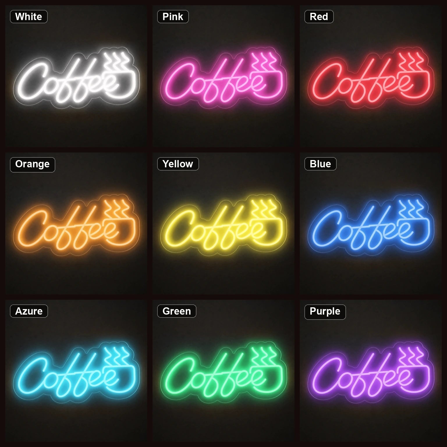 Coffee Script With Steaming Cup LED Neon Sign Home Bar Wall Decoration - Shineneon