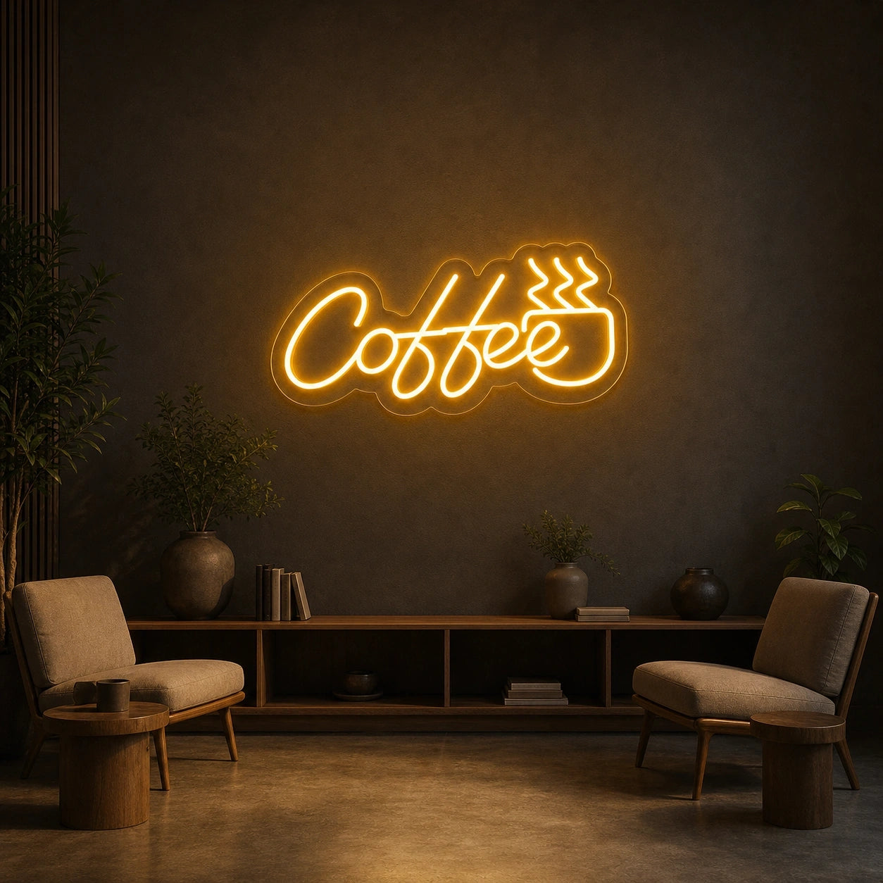 Coffee Script With Steaming Cup LED Neon Sign Home Garage Wall Decoration size image
