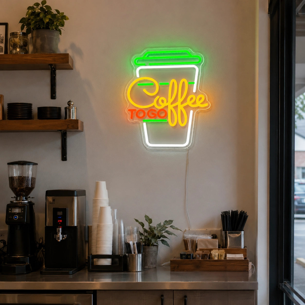Coffee Shop Working LED Neon Sign - 03 Real Lifestyle Scene