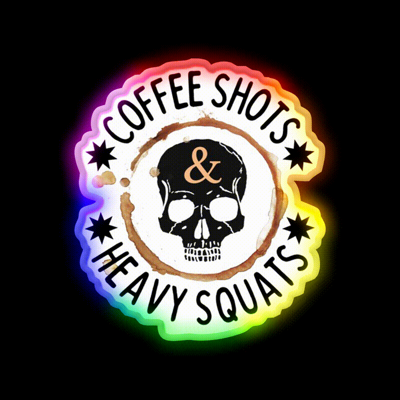 Coffee Shots And Heavy Squats Gym Fitness Led Neon Sign Rgb Color