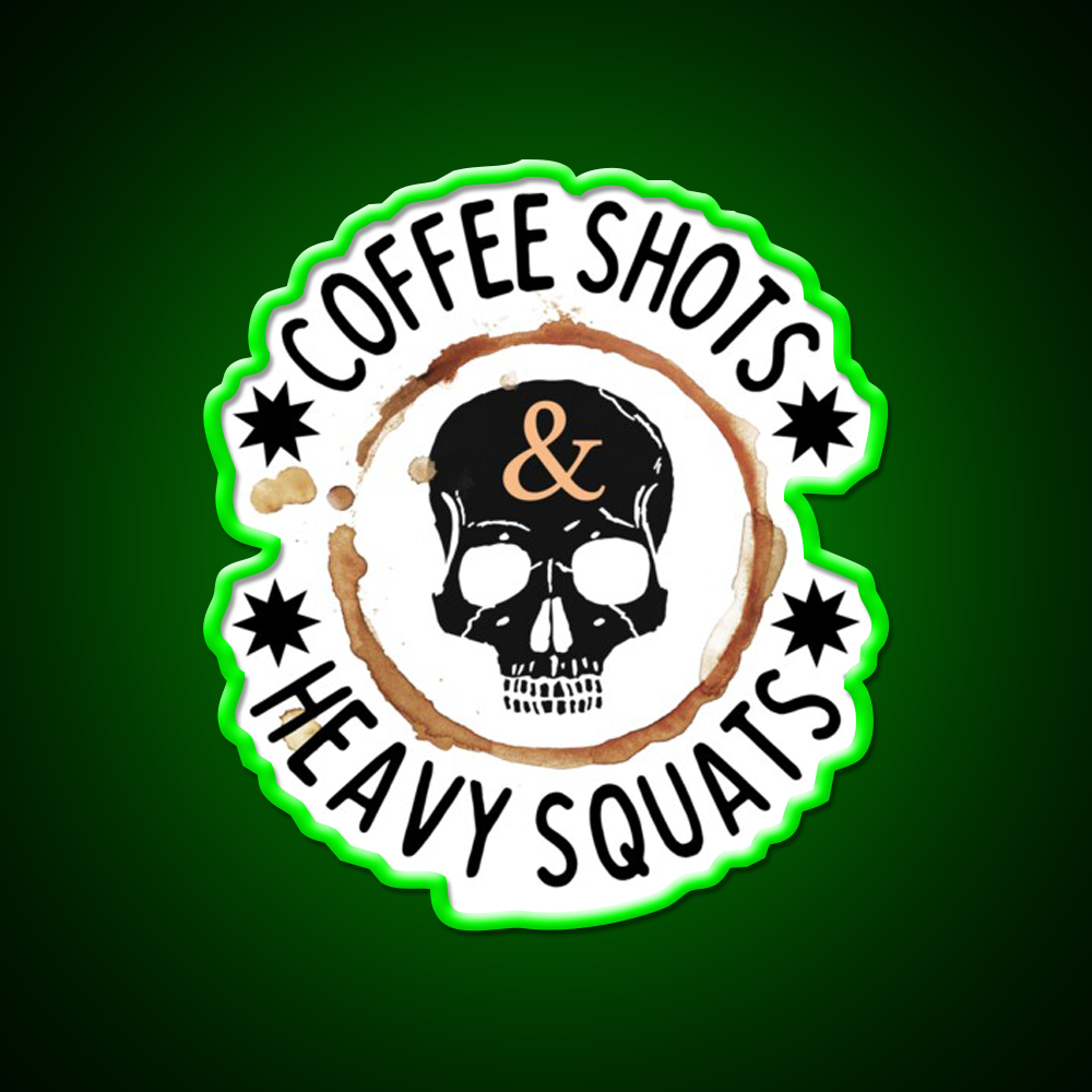 Coffee Shots And Heavy Squats Gym Fitness Led Neon Sign Rgb Color
