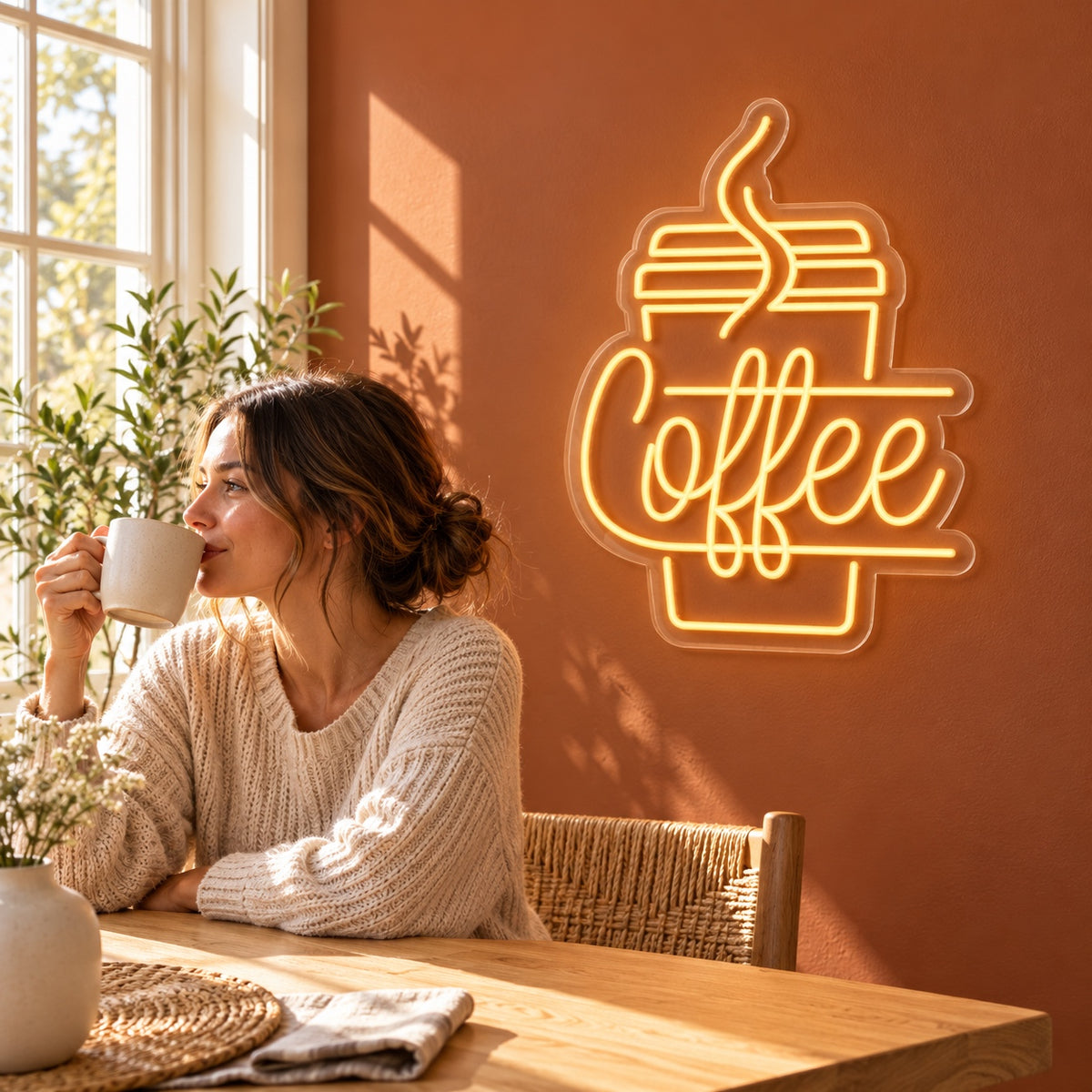 Coffee Steaming Cup LED Neon Sign - lifestyle view