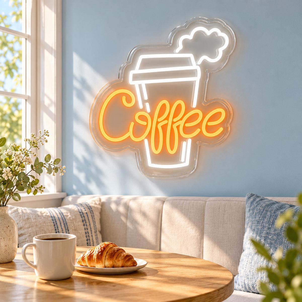 Coffee Steaming Takeaway Cup LED Neon Sign - lifestyle view