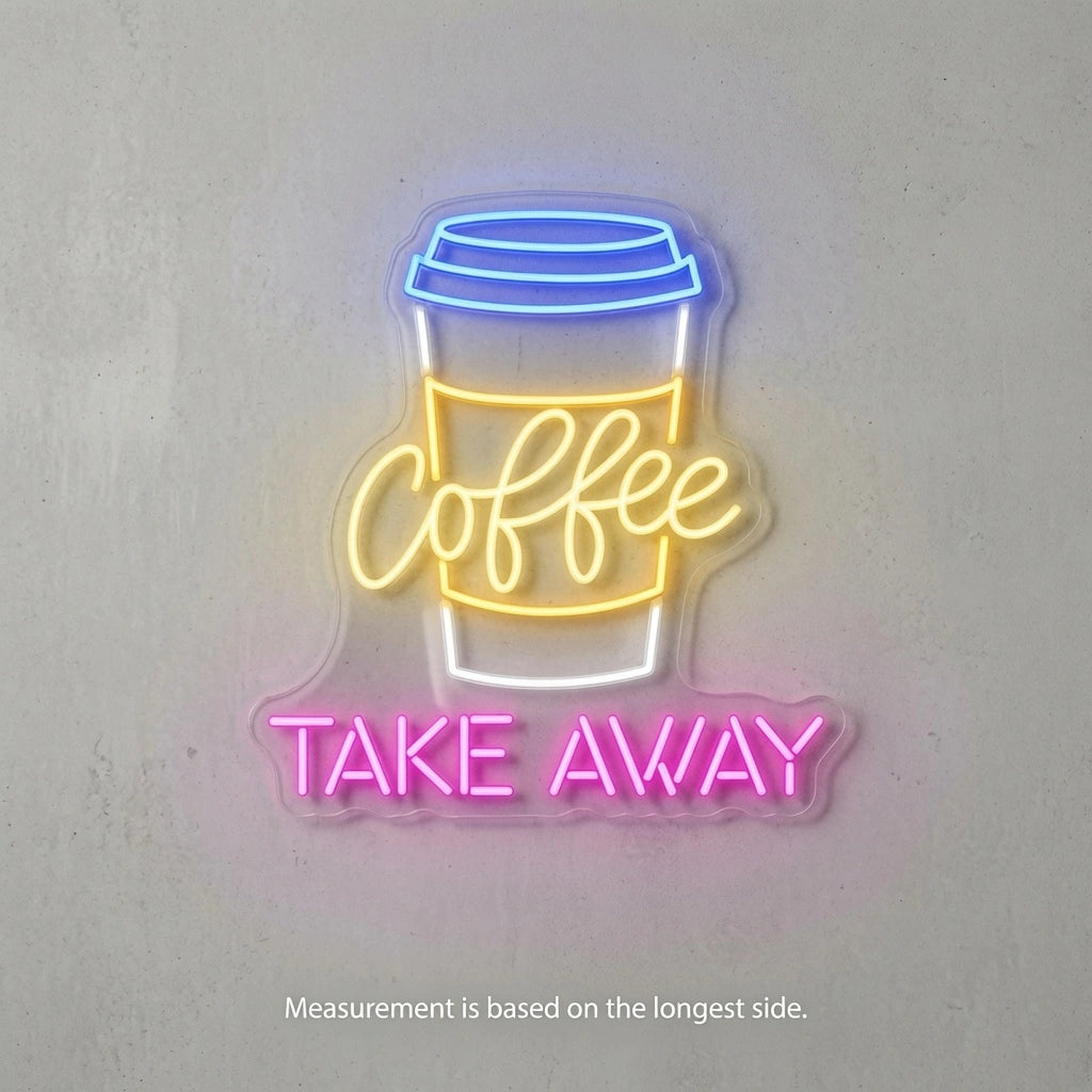 Coffee Take Away Wall Decor LED Neon Sign - 04 Size Image