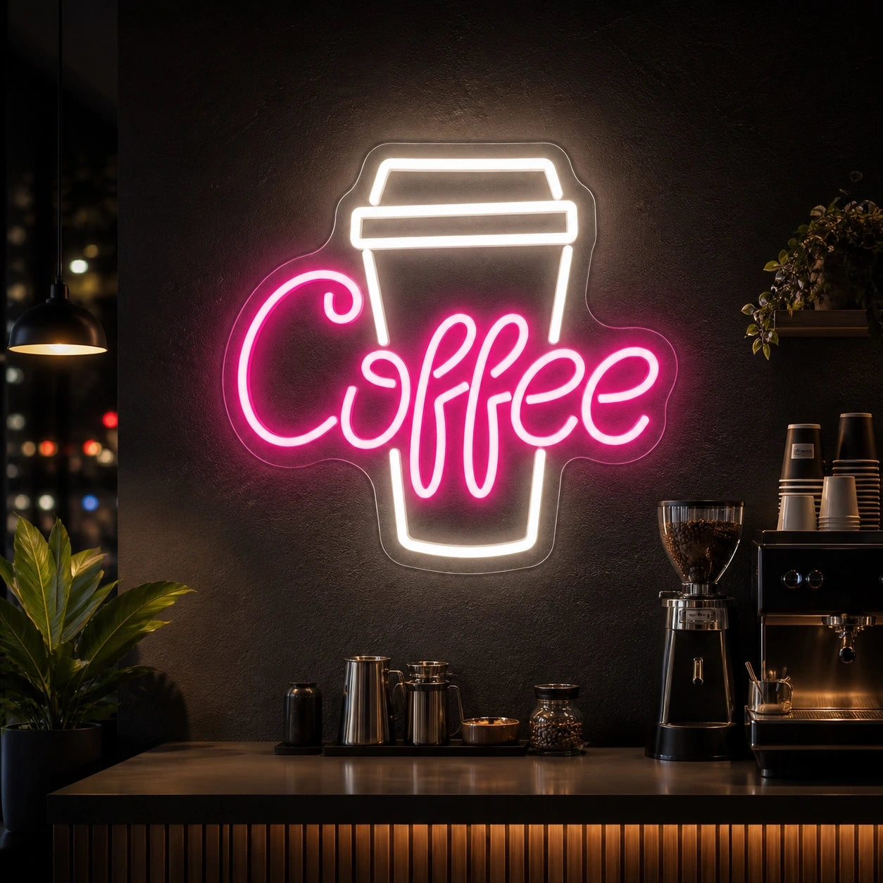 Coffee Takeaway Cup LED Neon Sign Home Bar Wall Decoration high-converting product image