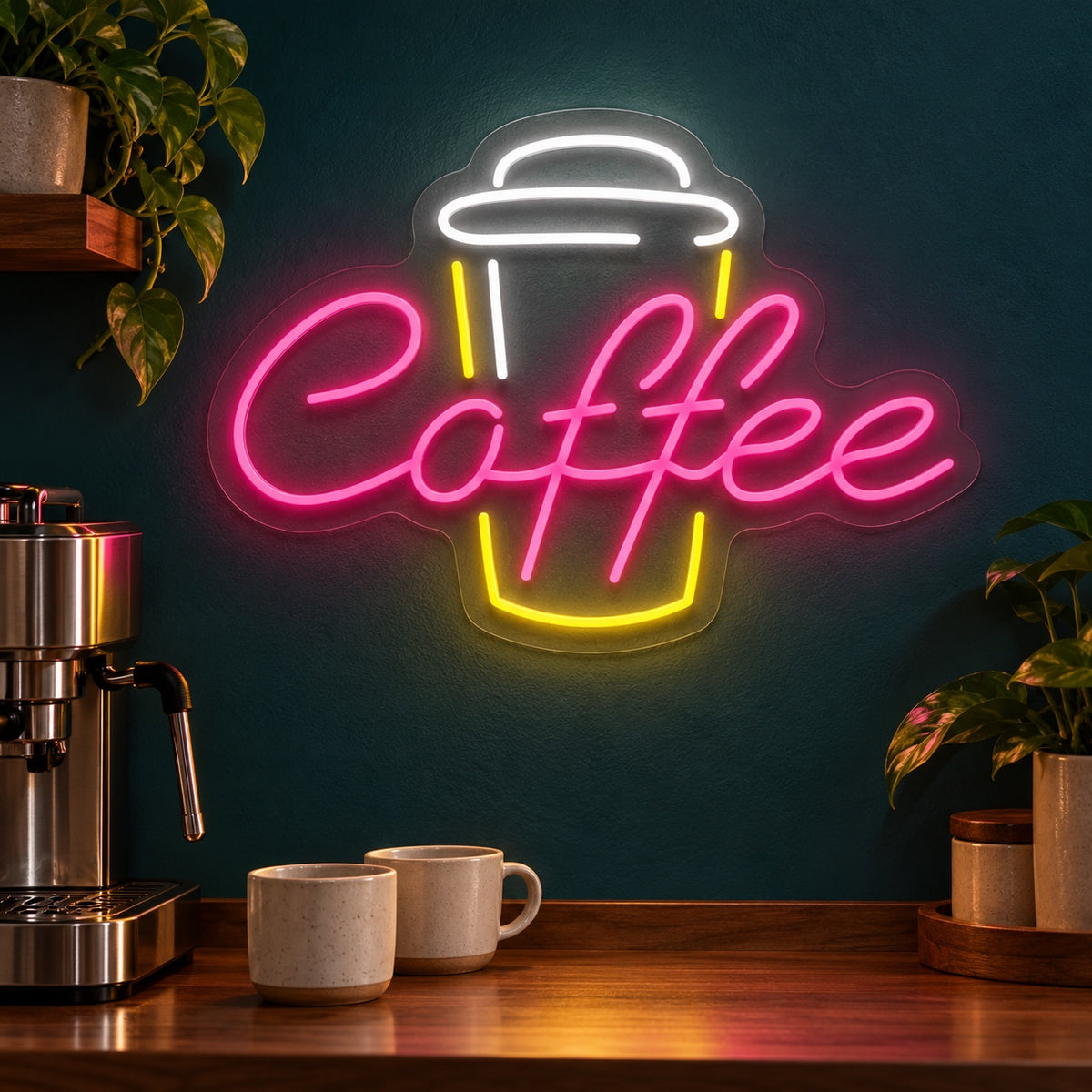 Coffee Takeaway Cup LED Neon Sign - advertising view