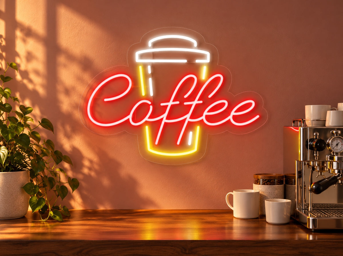 Coffee Takeaway Cup LED Neon Sign - advertising view