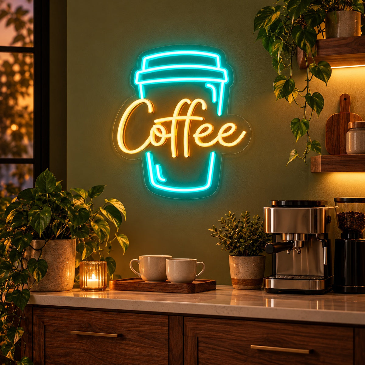 Coffee Takeaway Cup LED Neon Sign - advertising view