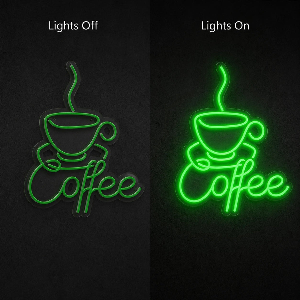 Coffee Text With Cup LED Neon Sign - Shineneon