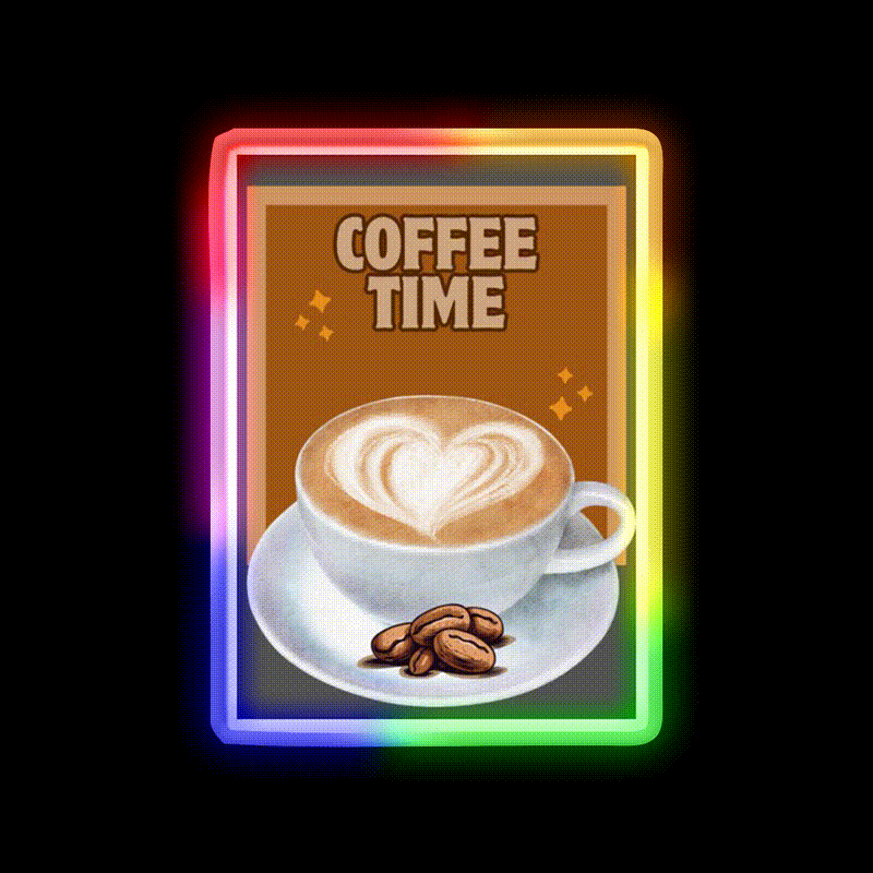 Coffee Time Cafe Led Neon Sign Espresso Bar Art Rgb Color