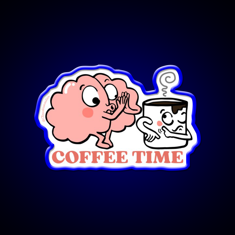 Coffee Time For My Brain Cafe Led Neon Sign Espresso Bar Art Rgb Color