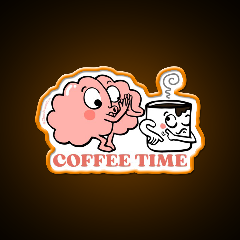 Coffee Time For My Brain Cafe Led Neon Sign Espresso Bar Art Rgb Color