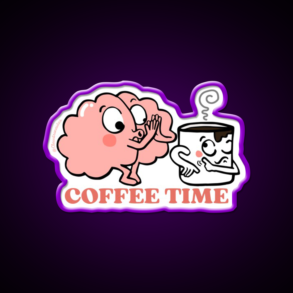 Coffee Time For My Brain Cafe Led Neon Sign Espresso Bar Art Rgb Color