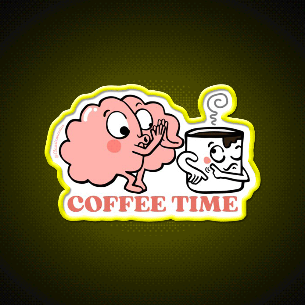 Coffee Time For My Brain Cafe Led Neon Sign Espresso Bar Art Rgb Color