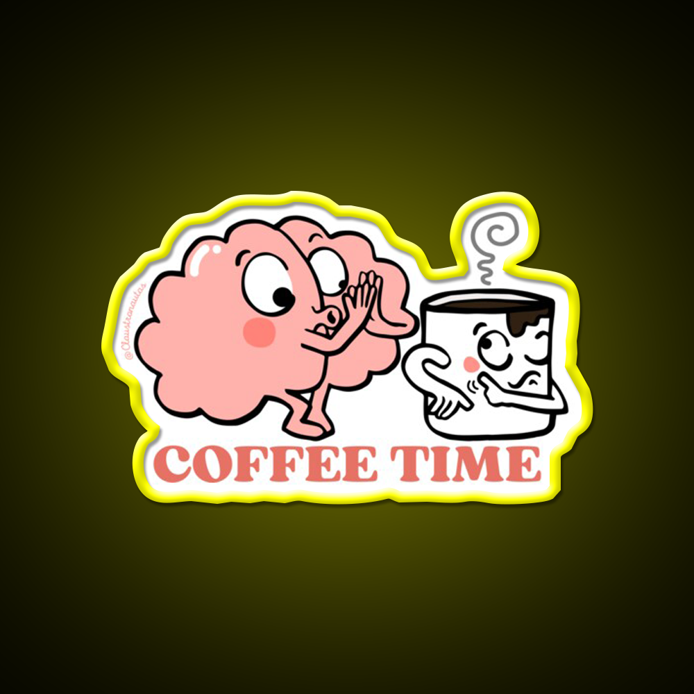 Coffee Time For My Brain Cafe Led Neon Sign Espresso Bar Art Rgb Color