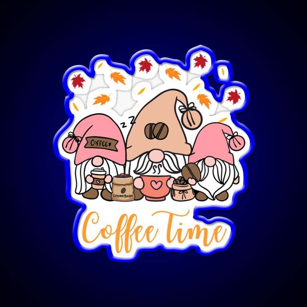 Coffee Time Gnome Autumn Vibes Cafe Led Neon Sign Espresso Bar Art Rgb Color