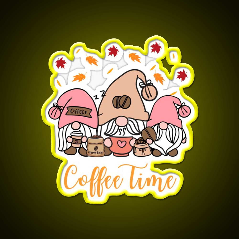 Coffee Time Gnome Autumn Vibes Cafe Led Neon Sign Espresso Bar Art Rgb Color - Shineneon