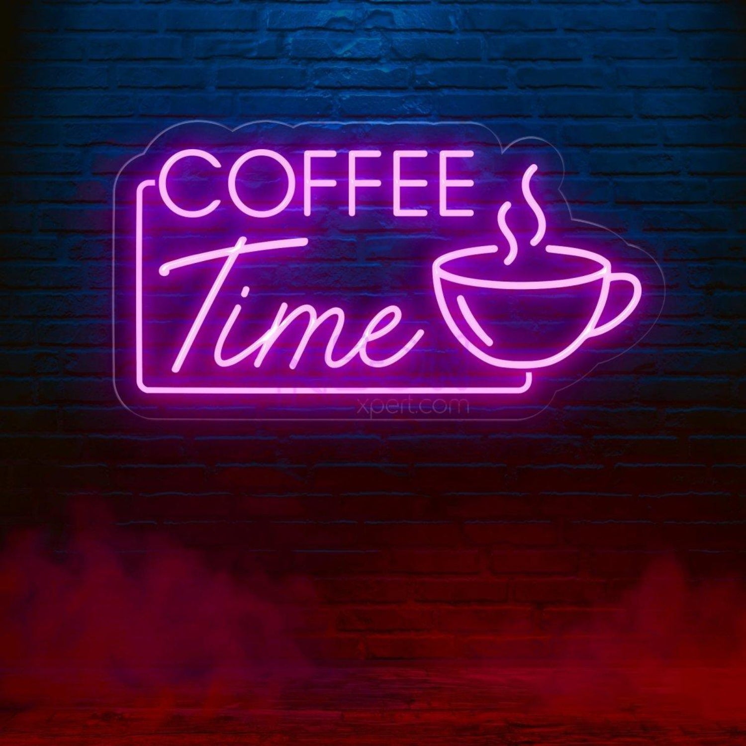 Coffee Time Pink Blue Led Neon Sign With Coffee Cup For Cafe Decor | Shineneon
