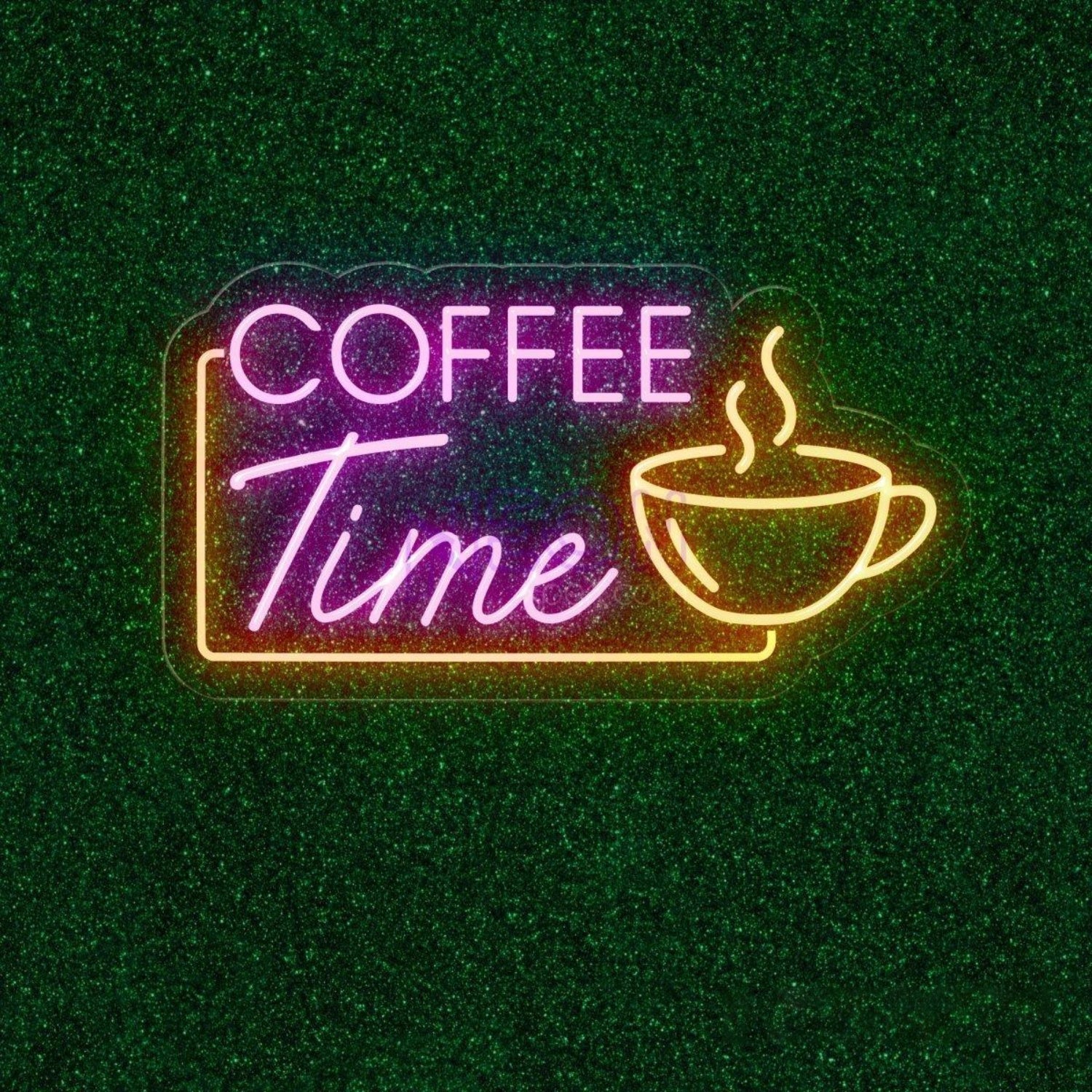 Coffee Time Pink Blue Led Neon Sign With Coffee Cup For Cafe Decor | Shineneon