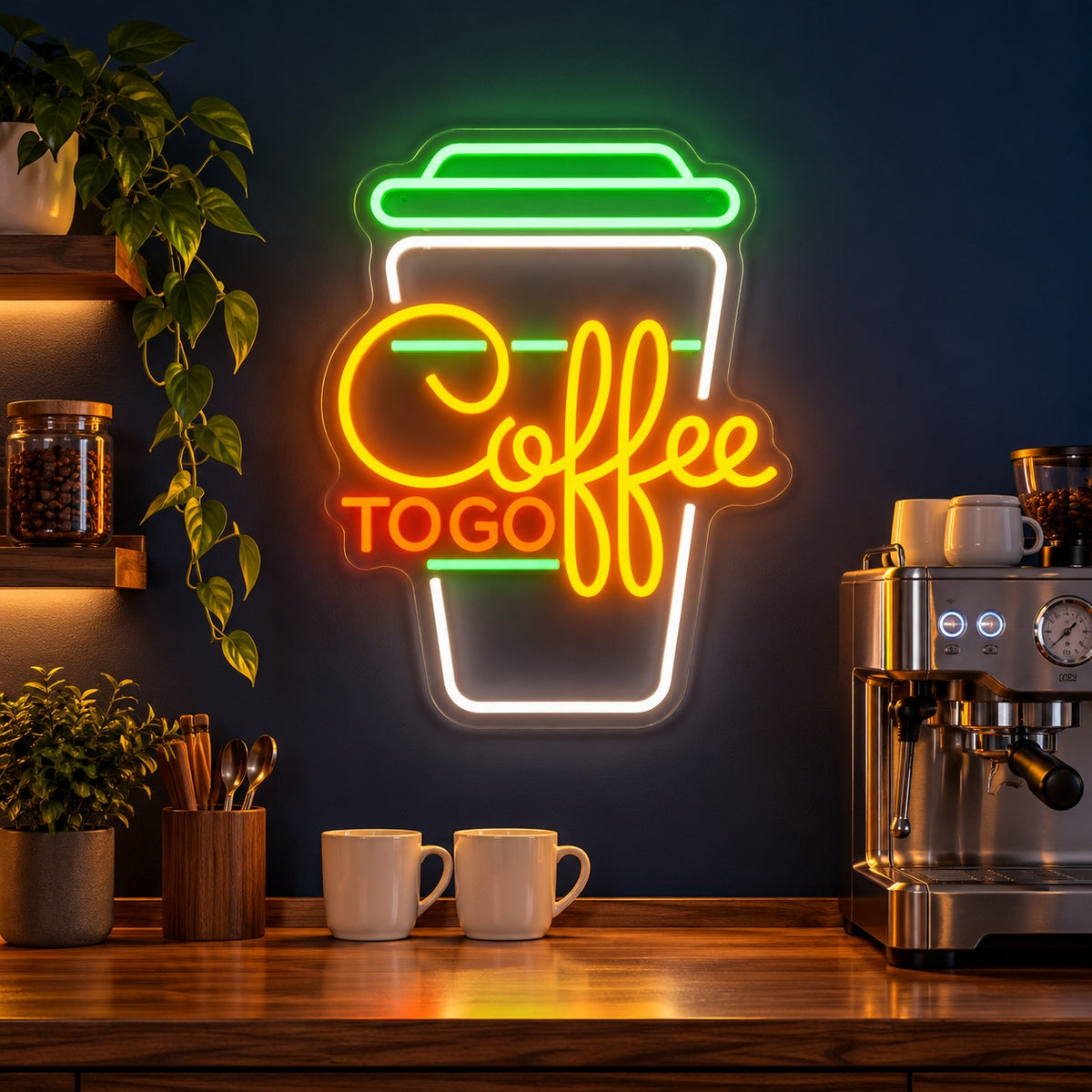 Coffee To Go Cup LED Neon Sign - advertising view