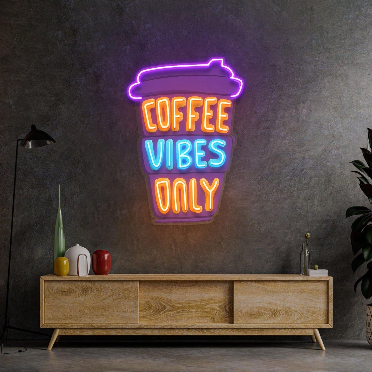 Coffee Vibes Multicolor Uv Printed Led Neon Sign For Cafe Decor | Shineneon