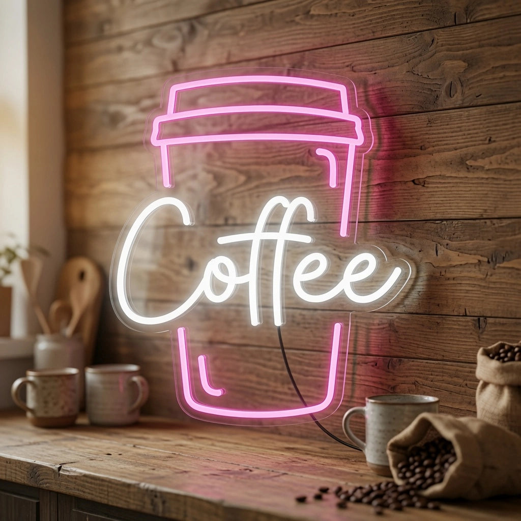 Coffee Window Wall Art LED Neon Sign - 03 Real Lifestyle Scene