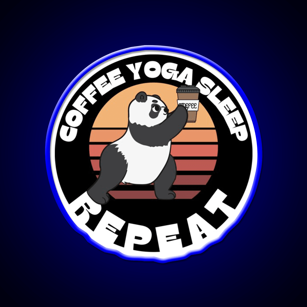 Coffee Yoga Sleep Repeat Funny Yoga Panda Yoga Led Neon Sign Rgb Color - Shineneon