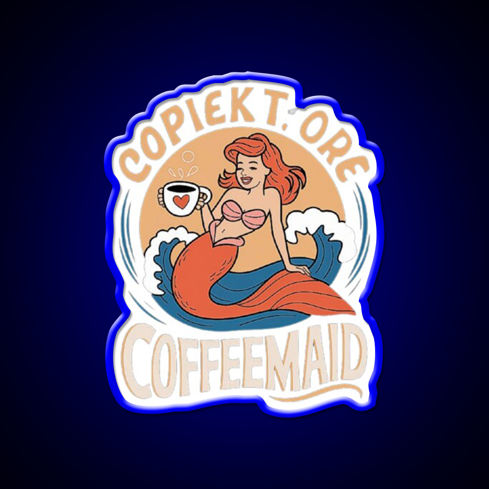 Coffeemade Mermaid Whimsical Lovers Led Neon Sign Espresso Bar Art Rgb Color