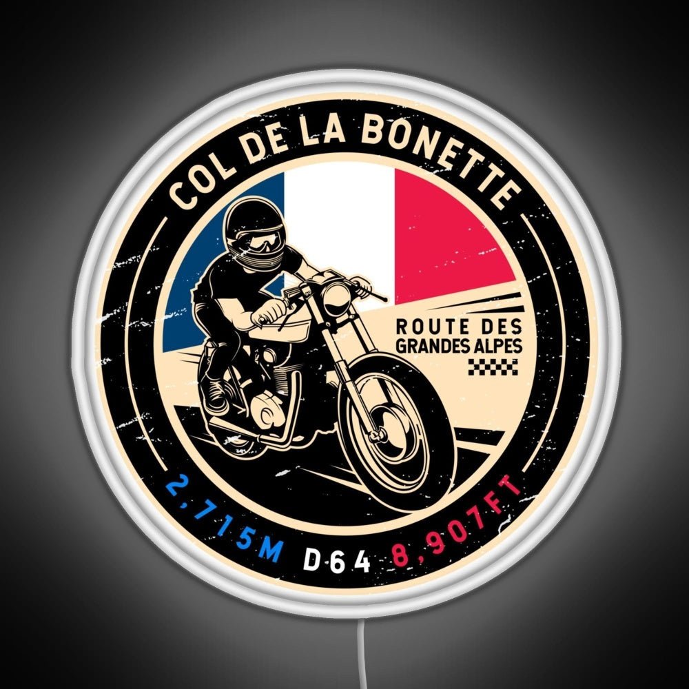 Col De La Bonette Route Des Grandes Motorcycle Led Neon Sign - Shineneon