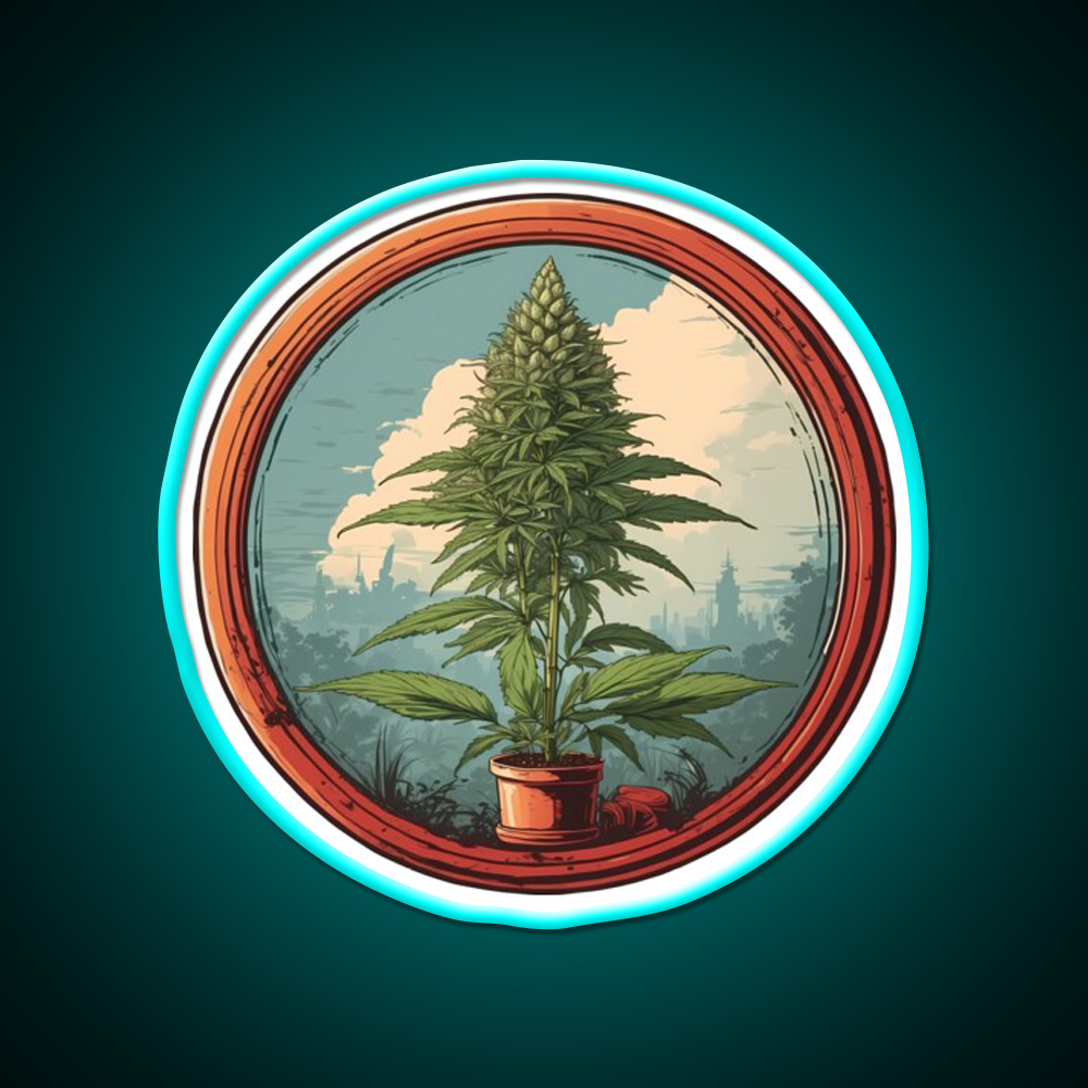 Colarado Flower In A Circle Hemp Inspired Green Leaf Led Neon Sign Rgb Color