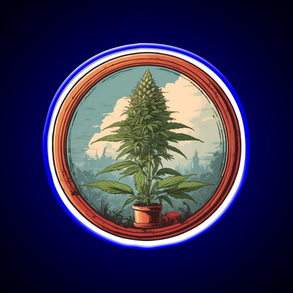 Colarado Flower In A Circle Hemp Inspired Green Leaf Led Neon Sign Rgb Color