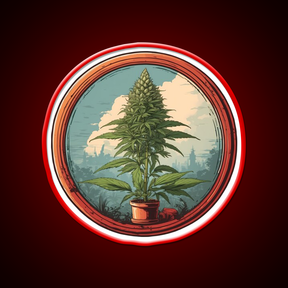 Colarado Flower In A Circle Hemp Inspired Green Leaf Led Neon Sign Rgb Color